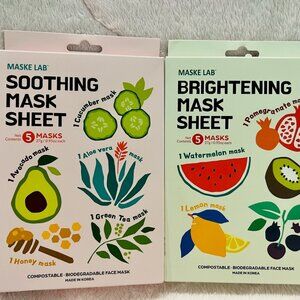 MASKE LAB - SOOTHING and BRIGHTENING MASK SHEETS (5 Masks per set)